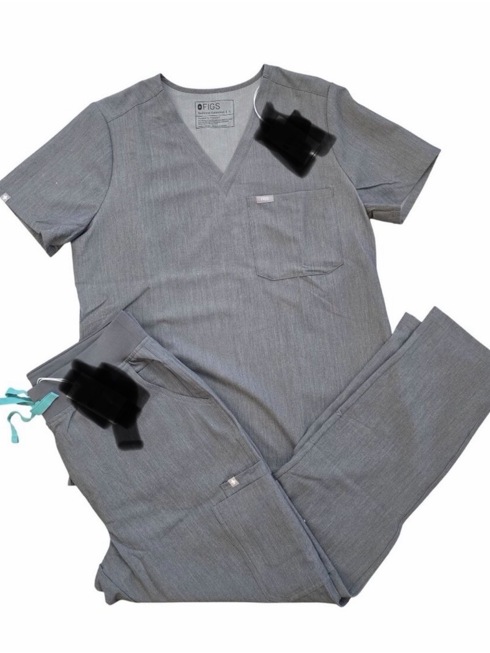 Figs Womens Gray Catarina Scrub Set With High-Waisted Yola Yoga Waistband Size L